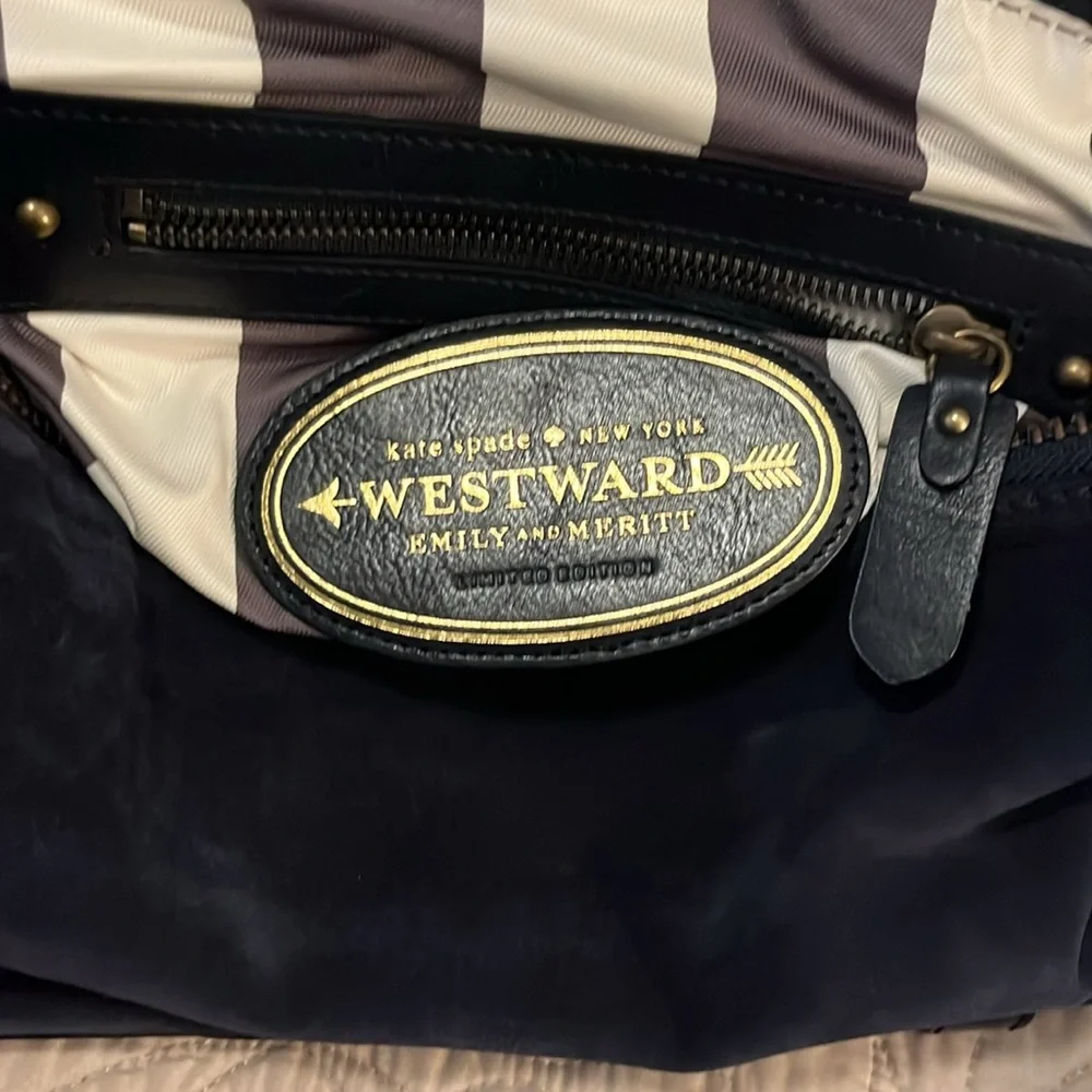 Kate Spade Westward Emily & Merritt Navy Blue Laptop Vintage Hobo Shoulder Bag